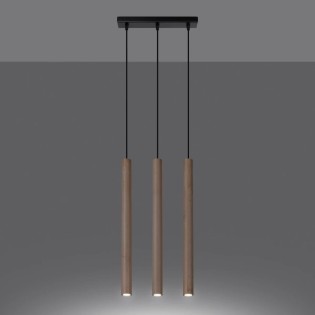 Suspension Vacu 3 lumières, bois naturel