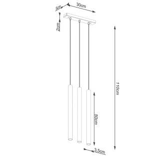 Suspension Vacu 3 lumières, bois naturel