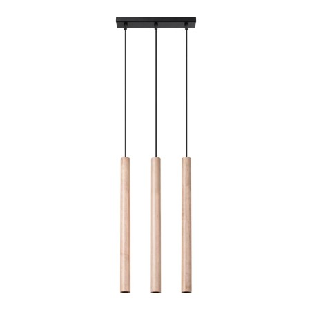Suspension Vacu 3 lumières, bois naturel