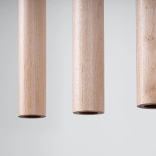 Suspension Vacu 5 lumières, bois naturel