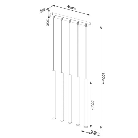 Suspension Vacu 5 lumières, bois naturel