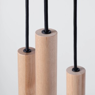 Suspension Vacu 5 lumières, bois naturel