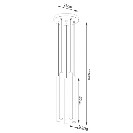 Suspension Vacu 5 lumières, bois naturel