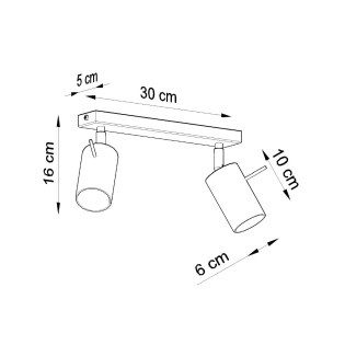 Spot barre Vinivi, noir, 2 lumières