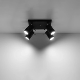 Plafonnier Vinivi, noir, 4 lumières