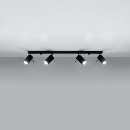 Spot barre Vinivi, noir, 4 lumières