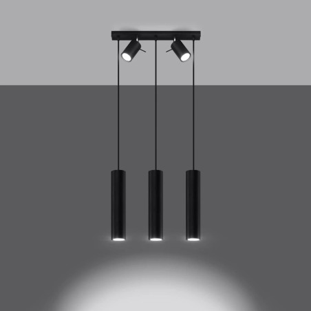 Suspension Vinivi, noir, 5 lumières