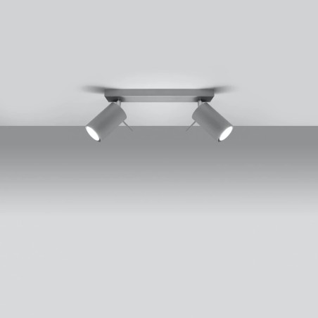 Spot barre Vinivi, gris, 2 lumières