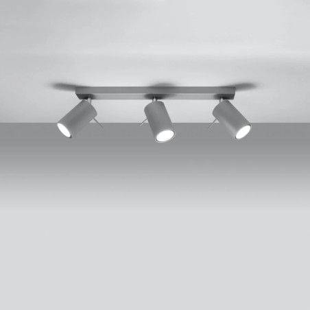 Spot barre Vinivi, gris, 3 lumières