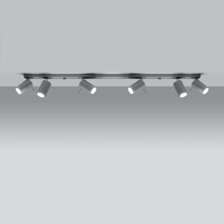 Spot barre Vinivi, gris, 6 lumières