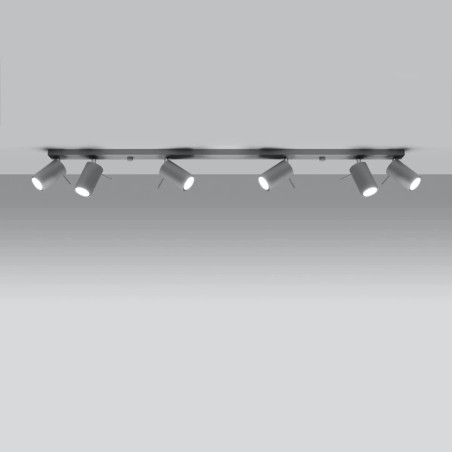 Spot barre Vinivi, gris, 6 lumières