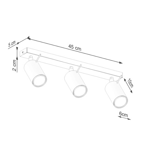 Spot barre Vinivi, beige, 3 lumières