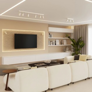 Spot barre Vinivi, beige, 6 lumières