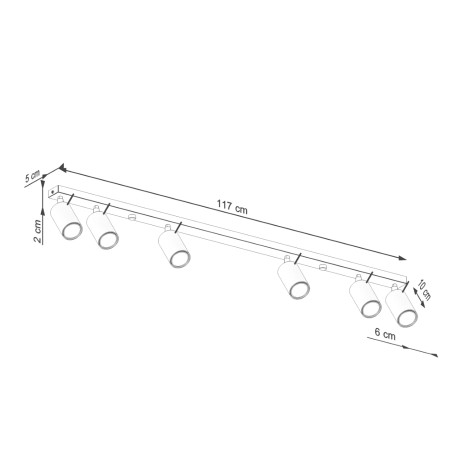 Spot barre Vinivi, vert, 6 lumières