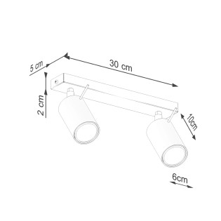Spot barre Vinivi, rouge, 2 lumières