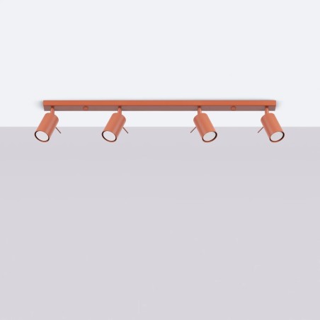 Spot barre Vinivi, rouge, 4 lumières