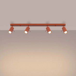 Spot barre Vinivi, rouge, 4 lumières