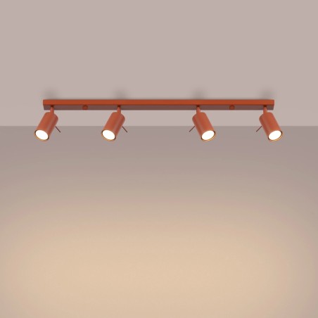 Spot barre Vinivi, rouge, 4 lumières