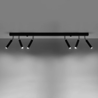Barre lumineuse Koin, noir, 6 spots