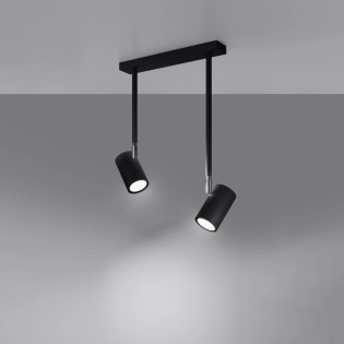 Barre lumineuse Rika, noir, 2 spots