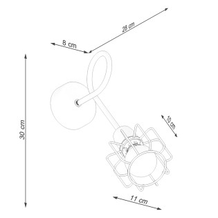 Applique murale Naxa L, noir, 1 lumière