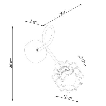 Applique murale Naxa L, noir, 1 lumière