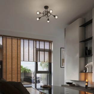 Plafonnier Naxa, noir, 5 lumières