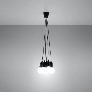 Suspension Tina, noir, 5 lumières