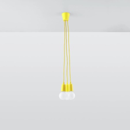 Suspension Tina, jaune, 3 lumières