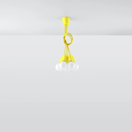 Suspension Tina, jaune, 5 lumières