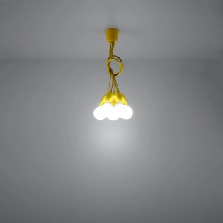 Suspension Tina, jaune, 5 lumières