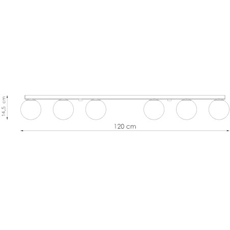 Spot en ligne Eaus noir, 6 lumières