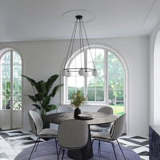 Suspension Eaus noire, 5 lumières