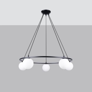 Suspension Eaus noire, 5 lumières