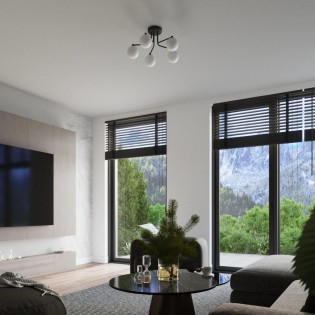 Suspension Cumo, noir, 5 lumières