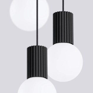 Suspension Mido, noir, 3 lumières