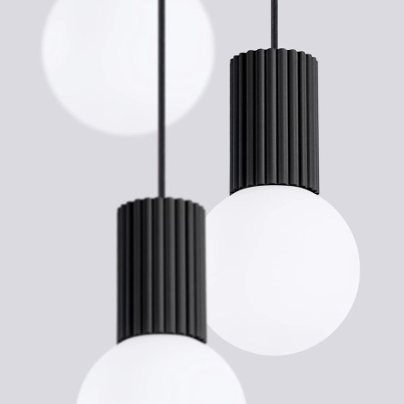 Suspension Mido, noir, 3 lumières