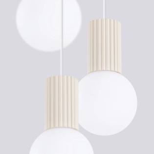Suspension Mido, beige, 3 lumières