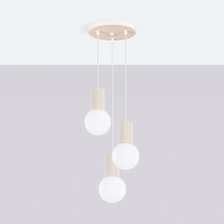 Suspension Mido, beige, 3 lumières