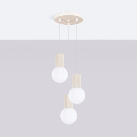 Suspension Mido, beige, 3 lumières
