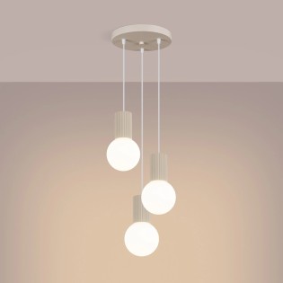 Suspension Mido, beige, 3 lumières