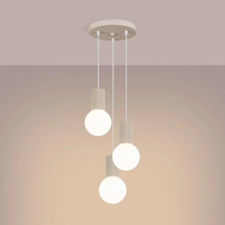 Suspension Mido, beige, 3 lumières