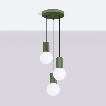 Suspension Mido, vert, 3 lumières