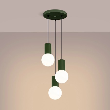 Suspension Mido, vert, 3 lumières