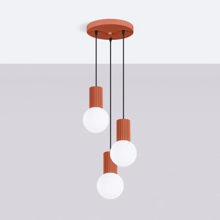 Suspension Mido, rouge, 3 lumières