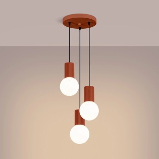 Suspension Mido, rouge, 3 lumières
