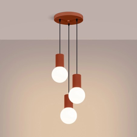 Suspension Mido, rouge, 3 lumières
