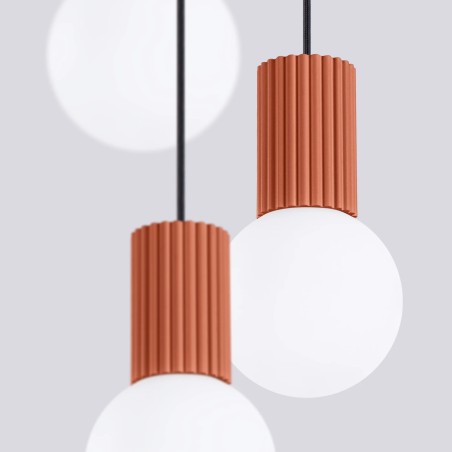 Suspension Mido, rouge, 3 lumières