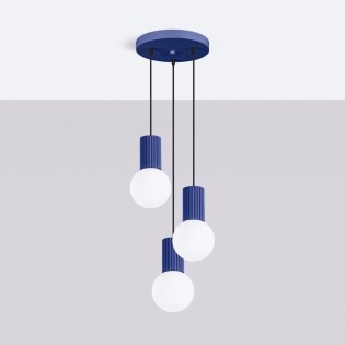 Suspension Mido, bleu outremer, 3 lumières