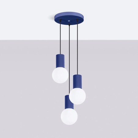 Suspension Mido, bleu outremer, 3 lumières